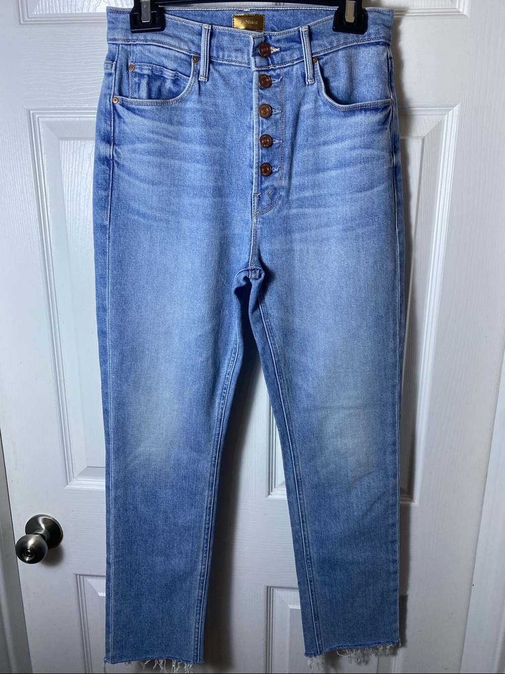 MOTHER The Pixie Dazzler Ankle Fray Jeans Ivy League Cowboy size 28